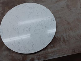 mesado circular en cuarzo marmoleado 